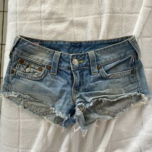 True Religion Joey Cut-Off Denim Blue Shorts 27